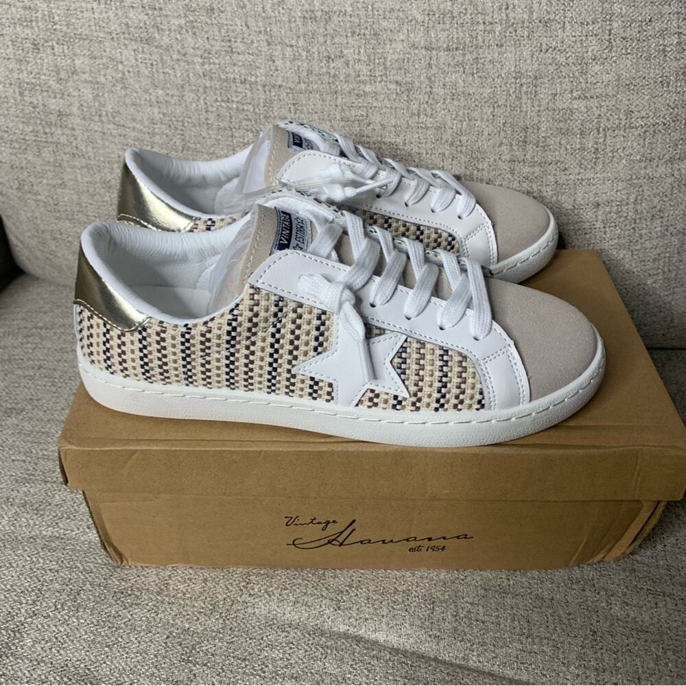 Vintage Havana Women's White Beige Woven Star Sneaker